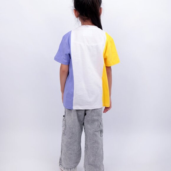 NEW Unisex Kids Colorblock T Shirt - Boy/Girl 100% Pure Cotton - Picture 2 of 4